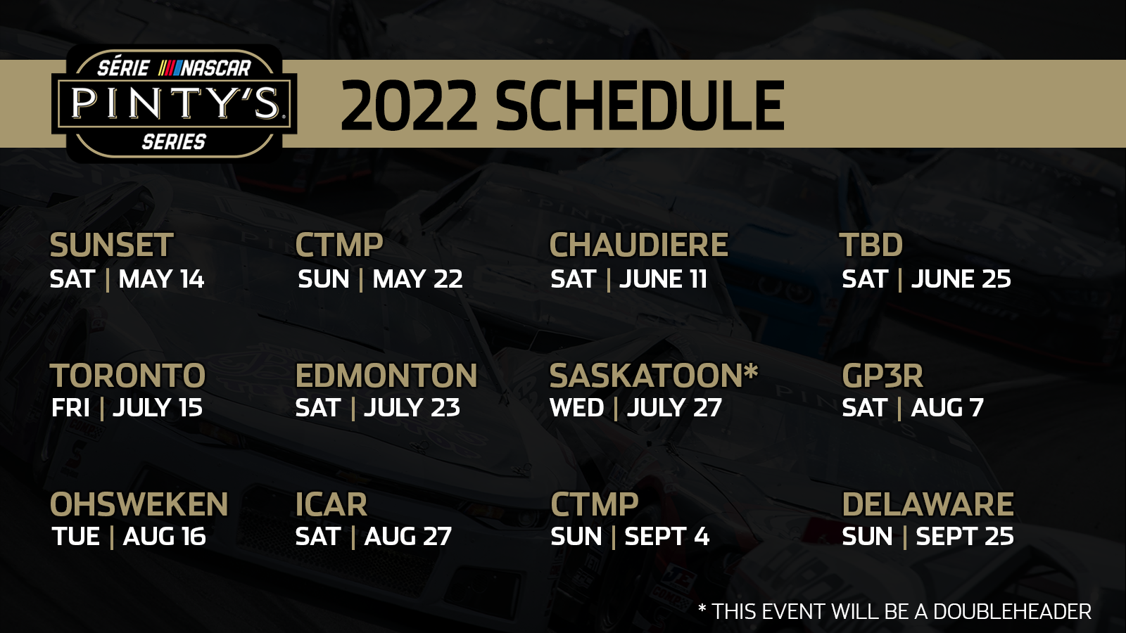 NASCAR Pinty’s Series 2022 Schedule Announced