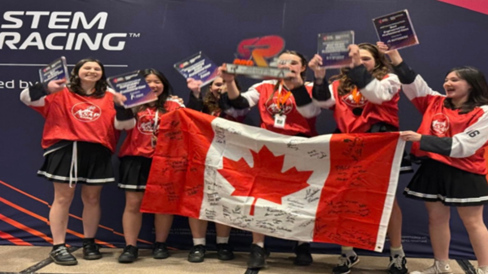 Female Students Gearing Up for Paddock Tour During Ontario Honda Dealers Indy Toronto