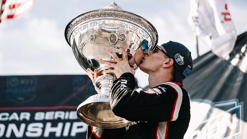 Josef Newgarden with the Astor Cup